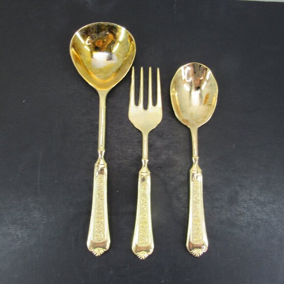 International Silver Co China Gold Plate 3 Piece Serving Ware Flowers & Scrolls - Picture 1 of 12